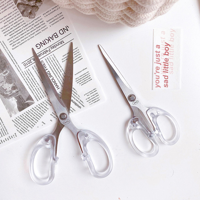 Cute Kawaii Clear Acrylic Silver Scissors School Office Scissors  Multipurpose Leather Arts Crafts Fabric Scissors Paper